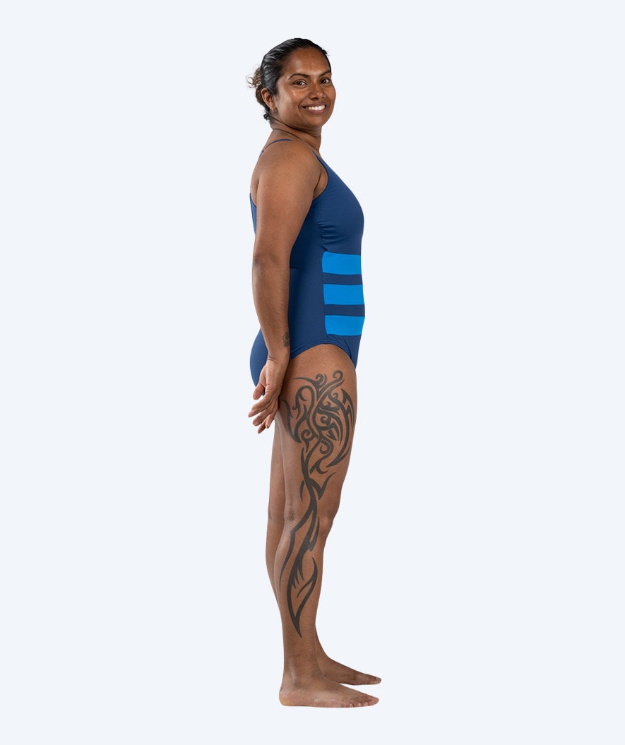 Watery dames badpak met borst ondersteuning - Mystique Stripes - Donkerblauw