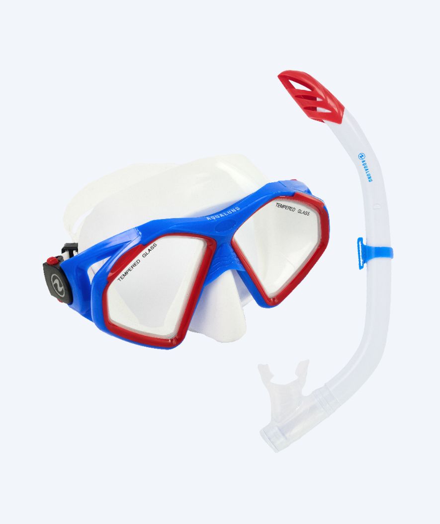 Aqualung volwassenen snorkelset - Combo Hawkeye - Blauw/rood