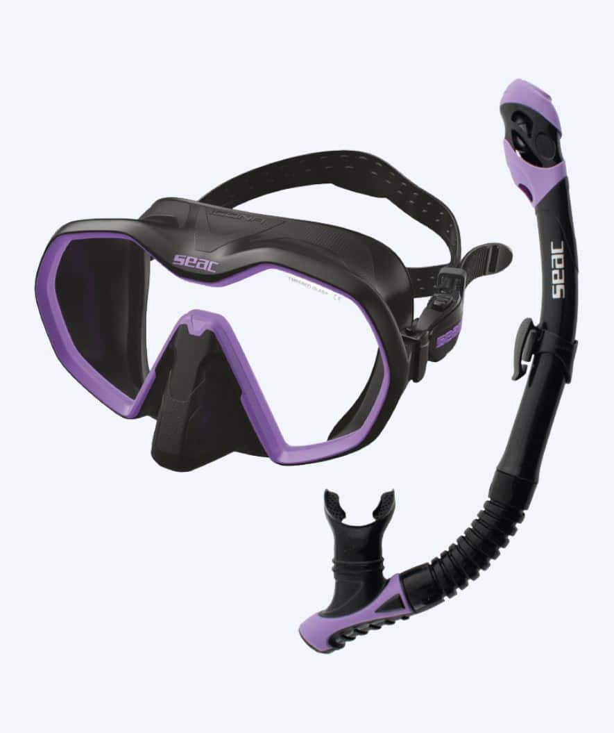 SEAC volwassenen Combo snorkelset - Icona - Zwart/paars