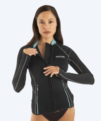 SEAC neopreen shirt met rits voor dames - Lover - Zwart/turkoois