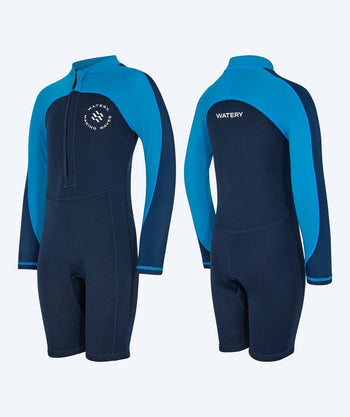 Watery kind UV wetsuit - Calypso Lange Mouw - Blauw/donkerblauw