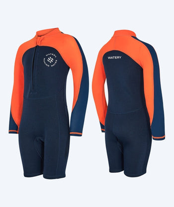 Watery kind wetsuit - Calypso Lange Mouwen - Oranje/blauw
