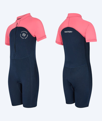 Watery kind UV wetsuit - Calypso Shorty - Coral/donkerblauw