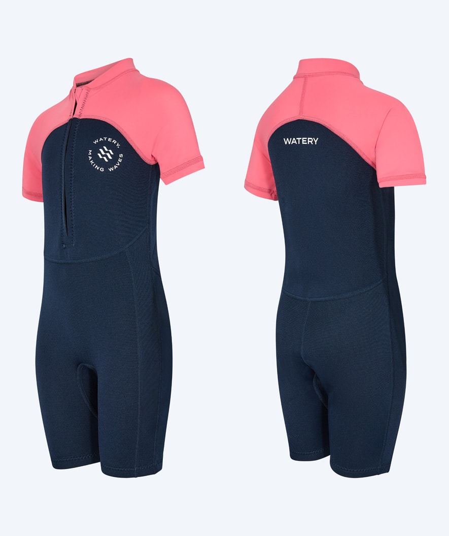 Watery kind UV wetsuit - Calypso Shorty - Coral/donkerblauw