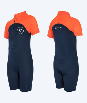 Watery kind UV wetsuit - Calypso Shorty - Oranje/blauw