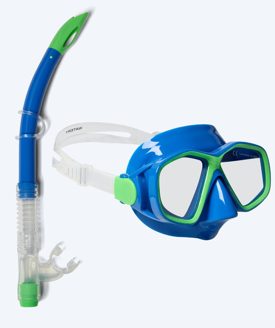 Watery kind Combo snorkelset (4-10) - Tropical - Blauw/Groen