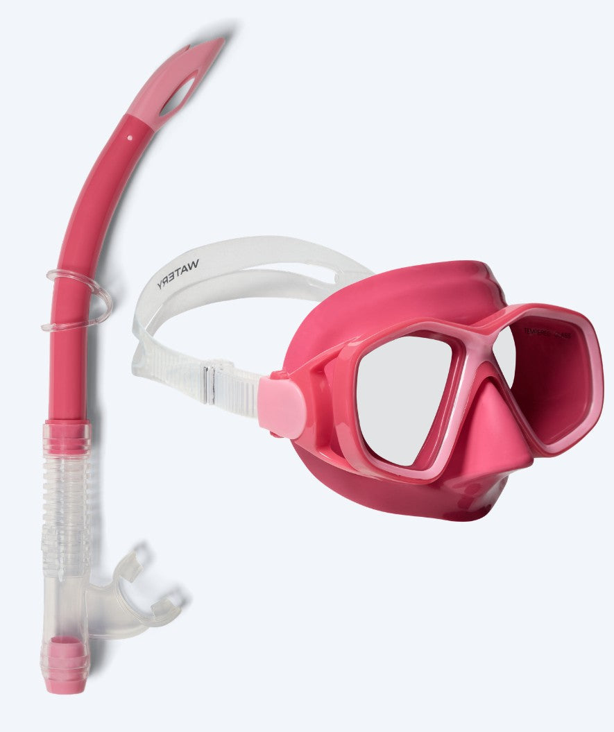 Watery kind Combo snorkelset (4-10) - Tropical - Roze
