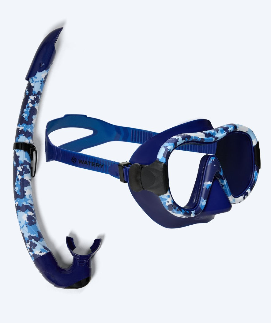 Watery volwassenen Combo snorkelset - Rudder Camo - Donkerblauw