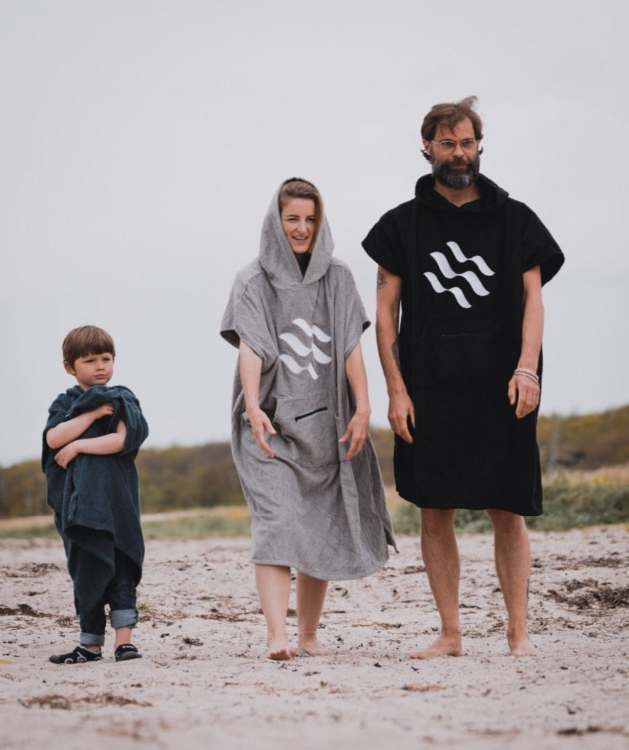 Watery volwassenen badponcho - Katoen - Zwart