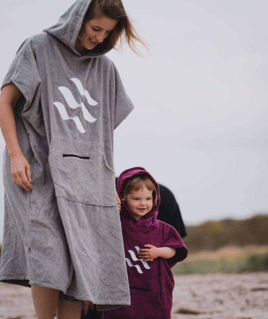 Watery volwassenen badponcho - Katoen - Zwart