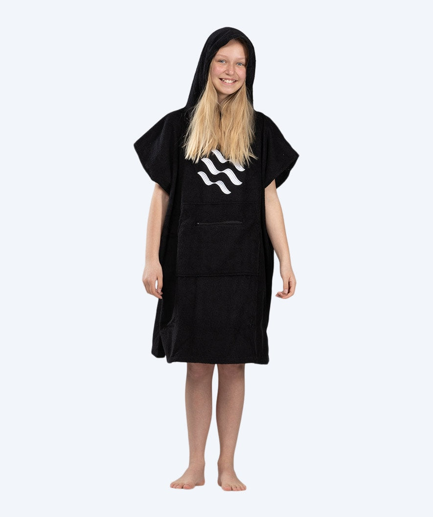 Watery junior badponcho - Katoen - Zwart