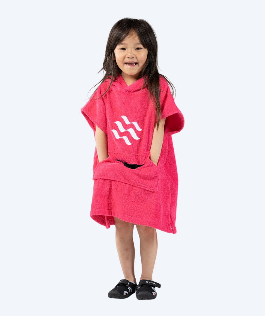 Watery kind badponcho (1-6) - Katoen - Roze