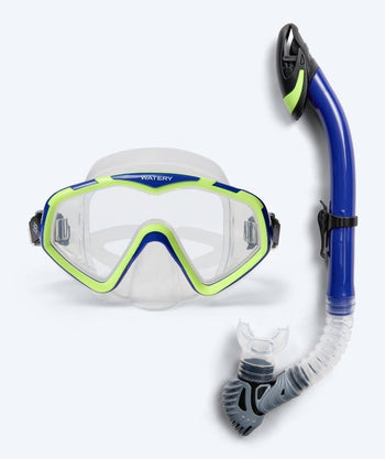 Watery volwassenen Combo snorkelset (+15) - Leach Pro - Blauw/geel