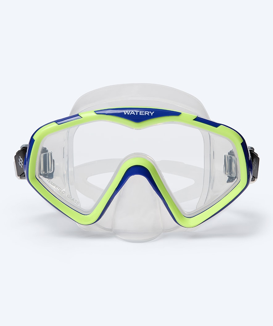 Watery volwassenen duikmasker (vanaf 15 jaar) - Leach Pro - Blauw/geel