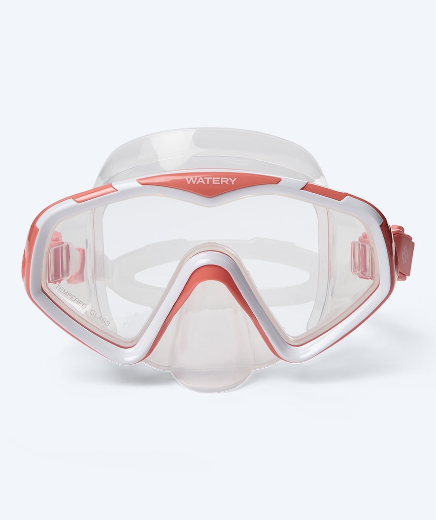 Watery volwassenen duikmasker (vanaf 15 jaar) - Leach Pro - Wit/roze