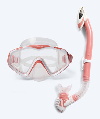 Watery volwassenen Combo snorkelset (vanaf 15 jaar) - Leach Pro - Wit/roze