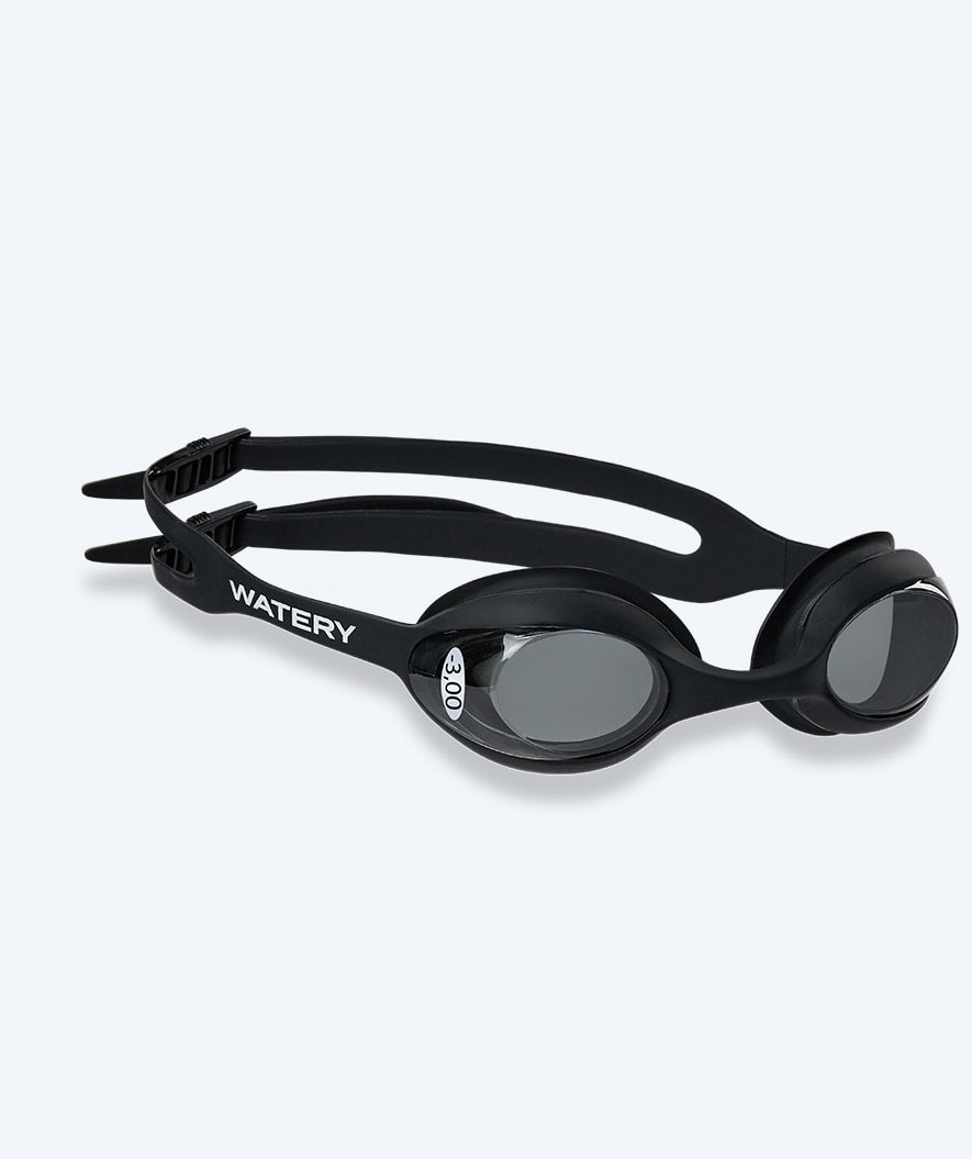Watery zwembril op sterkte voor kinderen - (-1.5) tot (-5.5) - Matira - Zwart (Smoke glas)