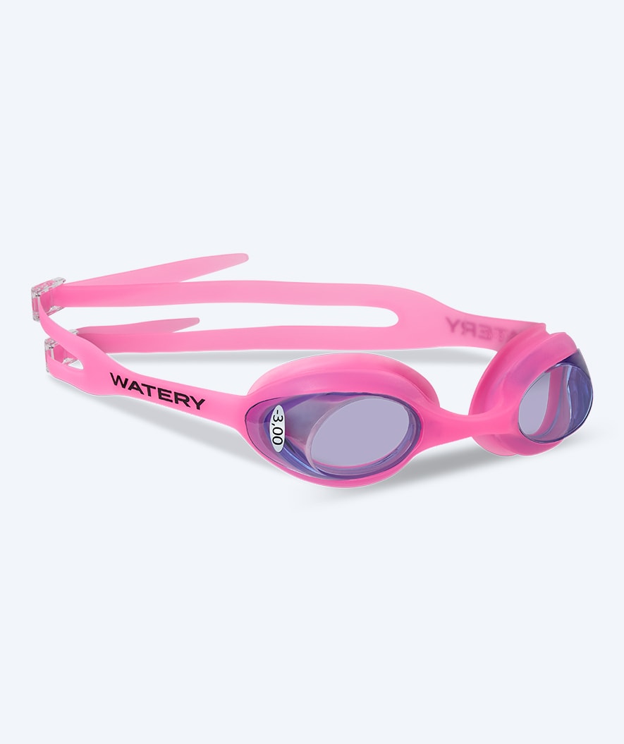 Watery zwembril op sterkte voor kinderen - (-1.0) tot (-6.0) - Matira - Roze/blauw