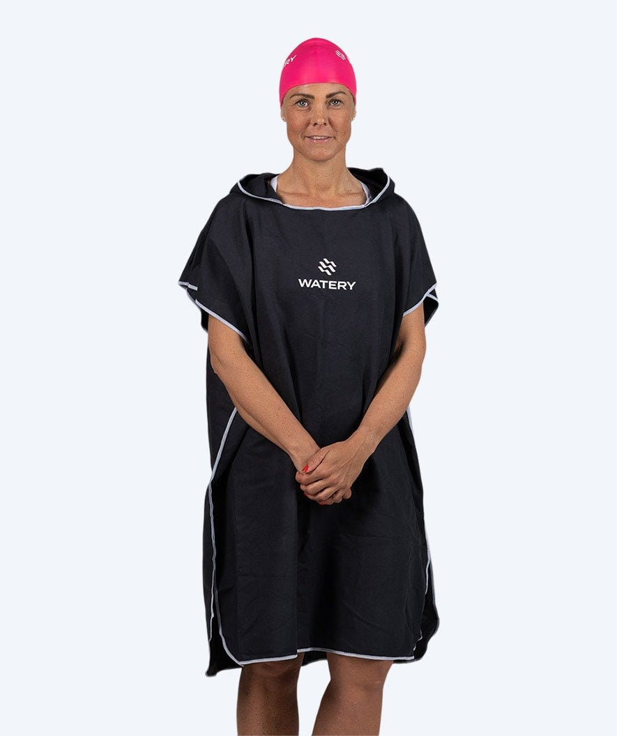 Watery volwassenen badponcho - Microvezel - Zwart