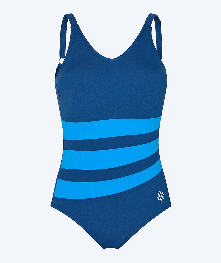 Watery dames badpak met borst ondersteuning - Mystique Stripes - Donkerblauw