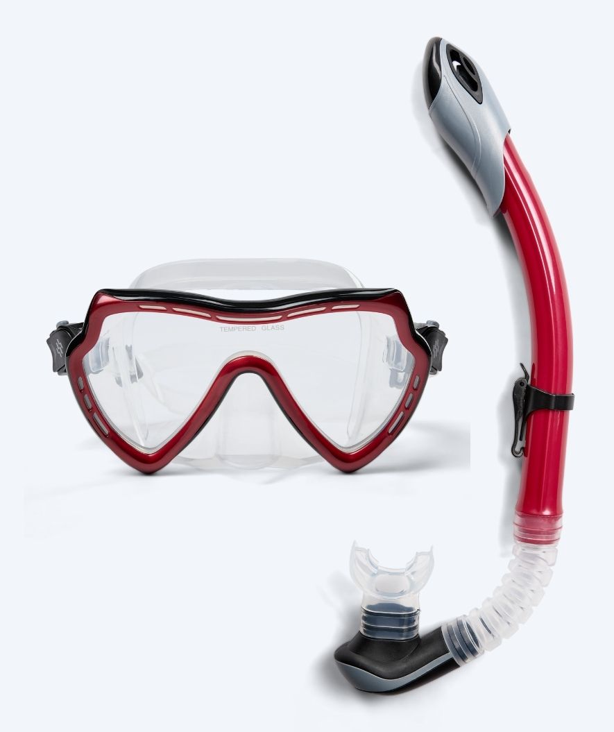 Watery volwassenen Combo snorkelset (vanaf 15 jaar) - Nebula - Zwart/rood