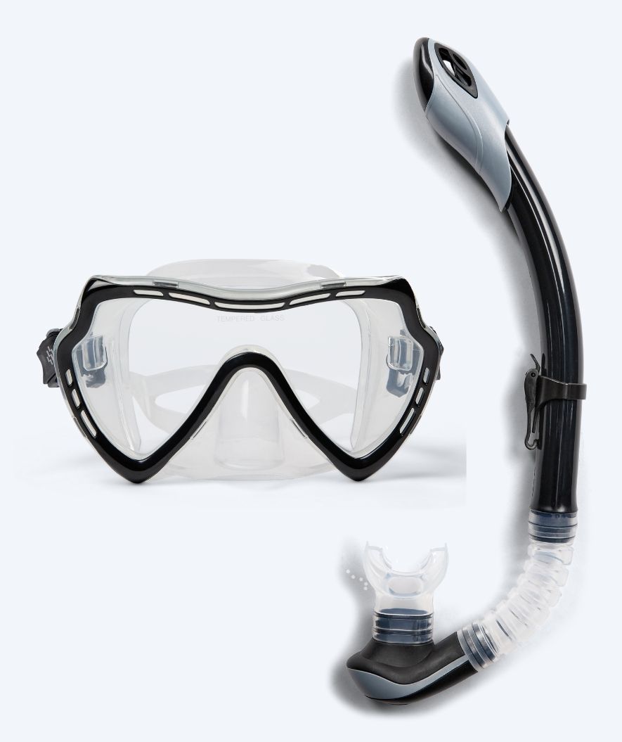 Watery volwassenen Combo snorkelset (vanaf 15 jaar) - Nebula - Zwart