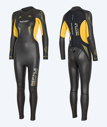Watery dames wetsuit - Reptile Breast - Geel