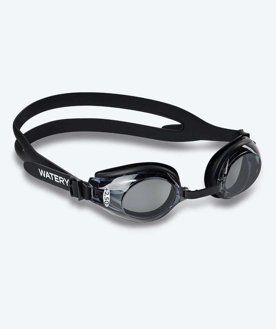Watery verziende zwembrillen met sterkte voor volwassenen - (+2.0) tot (+4.5) - Ridley - Zwart (Smoke lens)