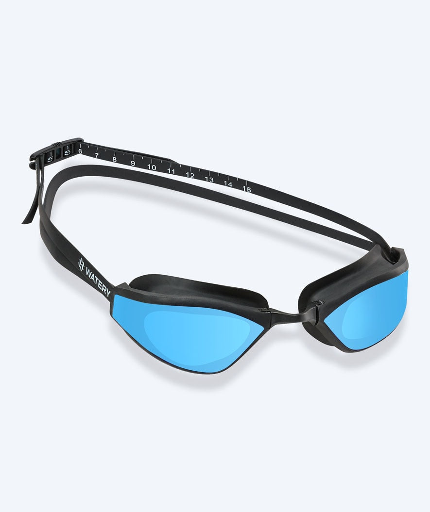 Watery Elite zwembril - Storm Racer Mirror - Zwart/blauw