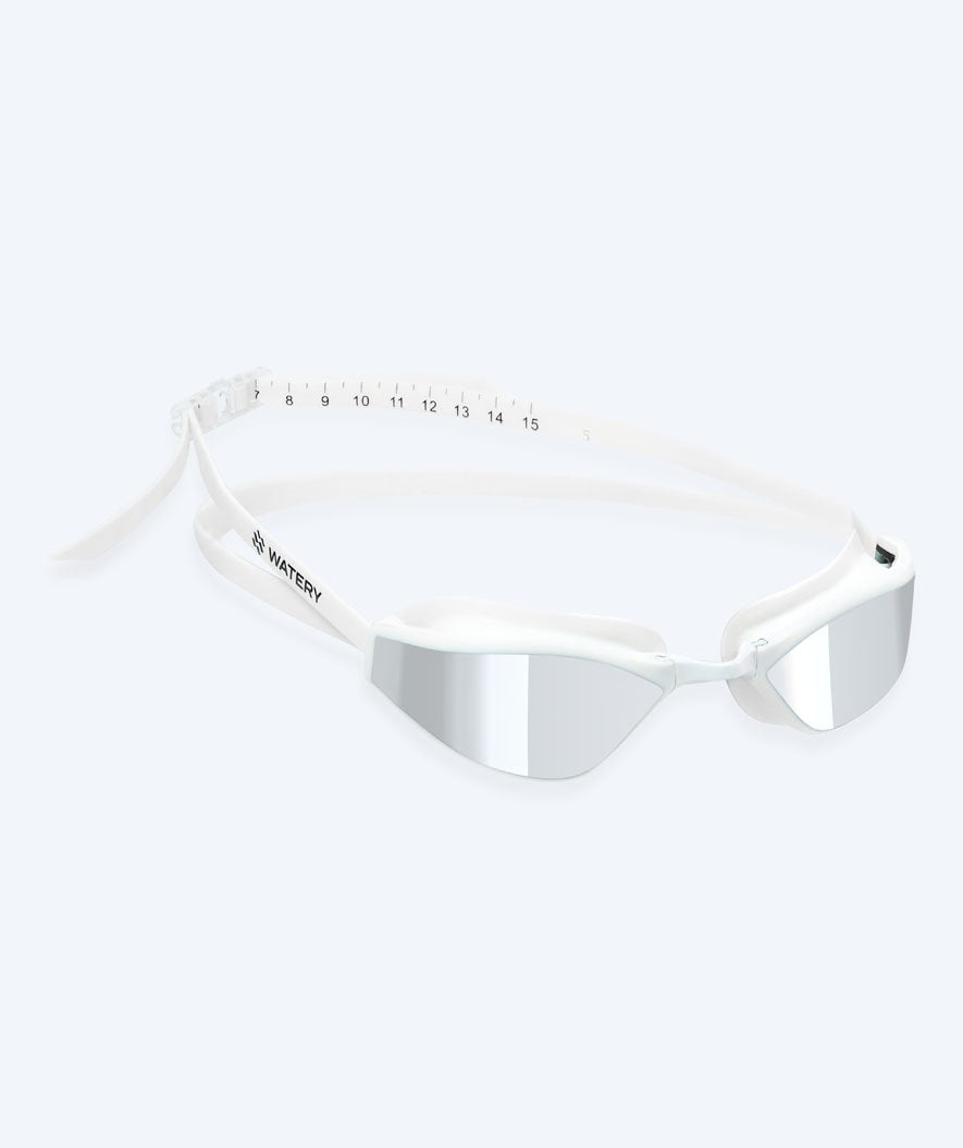 Watery Elite zwembril - Storm Racer Mirror - Wit/zilver