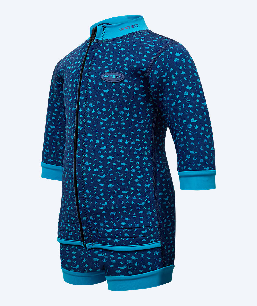 Watery baby wetsuit - Tropical Wrap'n Nappy - Atlantic Blue