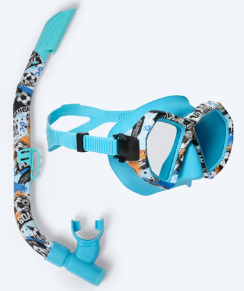 Watery kind Combo snorkelset (8-15) - Riku Camo - Blauw
