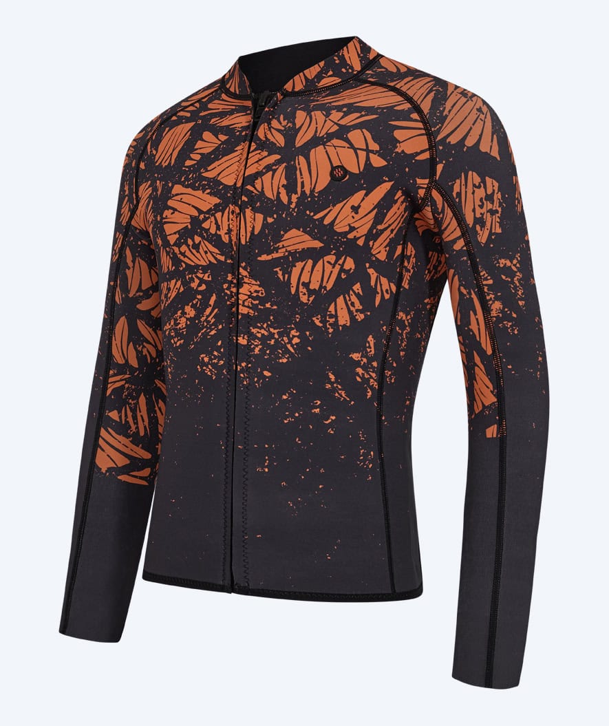 Watery neopreen shirt met rits voor heren - Lodge - Zwart/Oranje