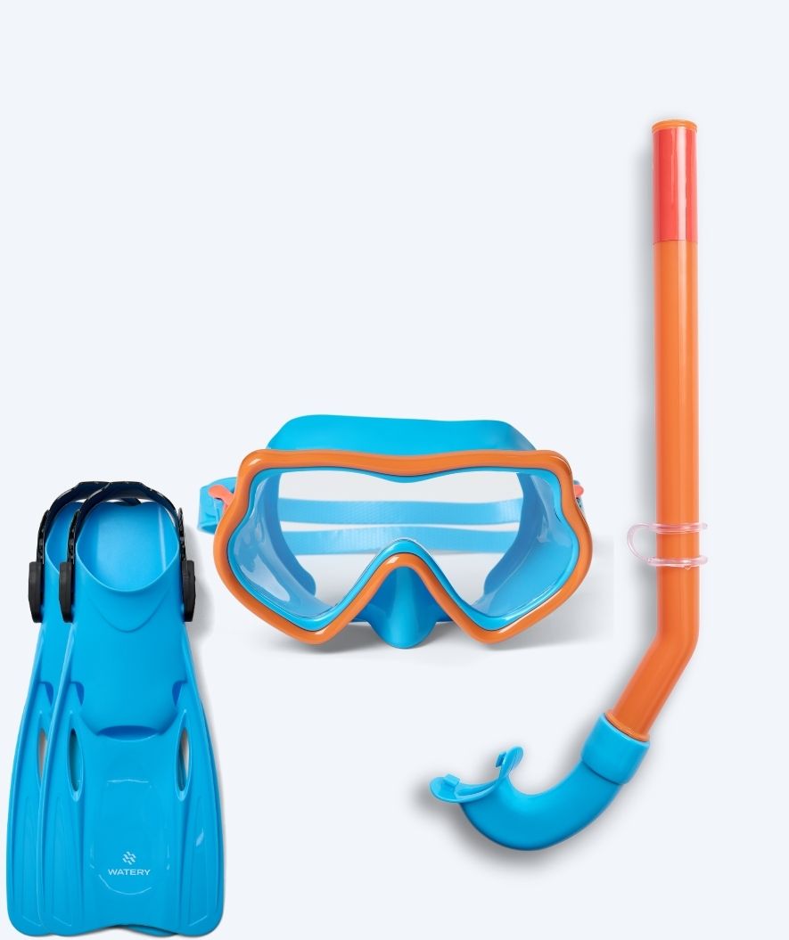 Watery kind snorkelset (4-10) - Pulina/Fleetwood - Oranje/blauw