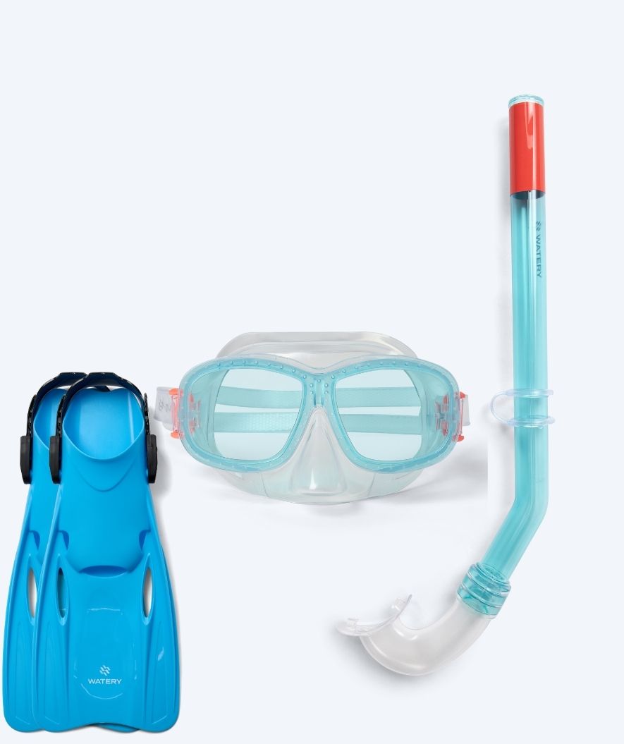 Watery kind snorkelset (4-10) - Wyre/Fleetwood - Wit/blauw