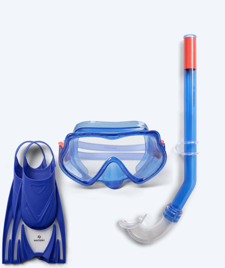 Watery kind snorkelset (4-10) - Winslet/Bimasha - Blauw/donkerblauw