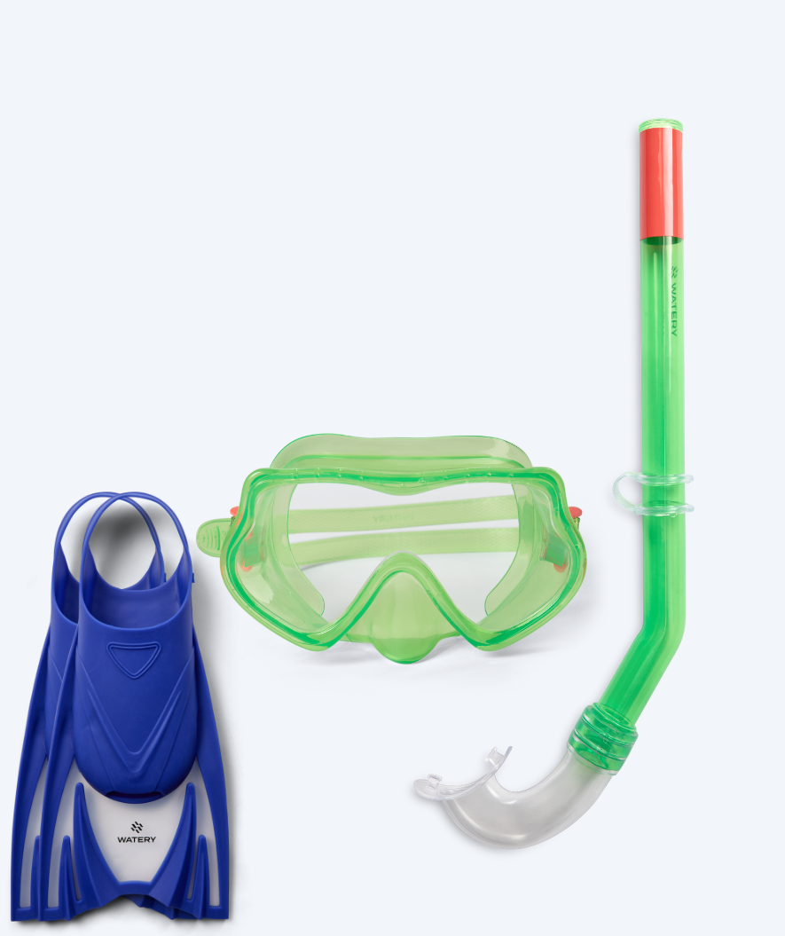 Watery kind snorkelset (4-10) - Winslet/Bimasha - Groen/donkerblauw