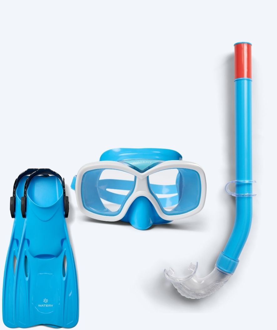 Watery junior snorkelset (8-15) - Misu/Fleetwood - Blauw/blauw