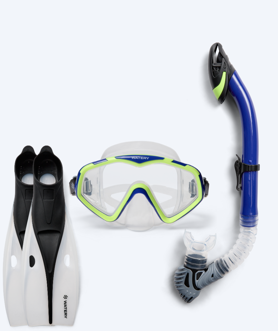 Watery volwassenen snorkelset (vanaf 15 jaar) - Leach/Breeve - Blauw/geel