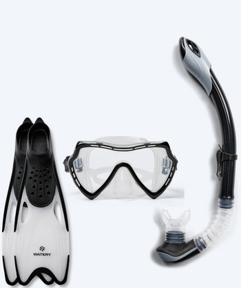 Watery volwassenen snorkelset (+15) - Nebula/Rilian - Zwart/zwart