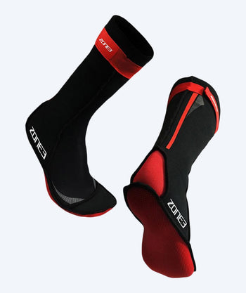 ZONE3 open water neopreen sokken - Neopreen (2mm) - Zwart/rood