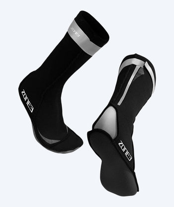 ZONE3 open water neopreen sokken - Neopreen (2mm) - Zwart/zilver