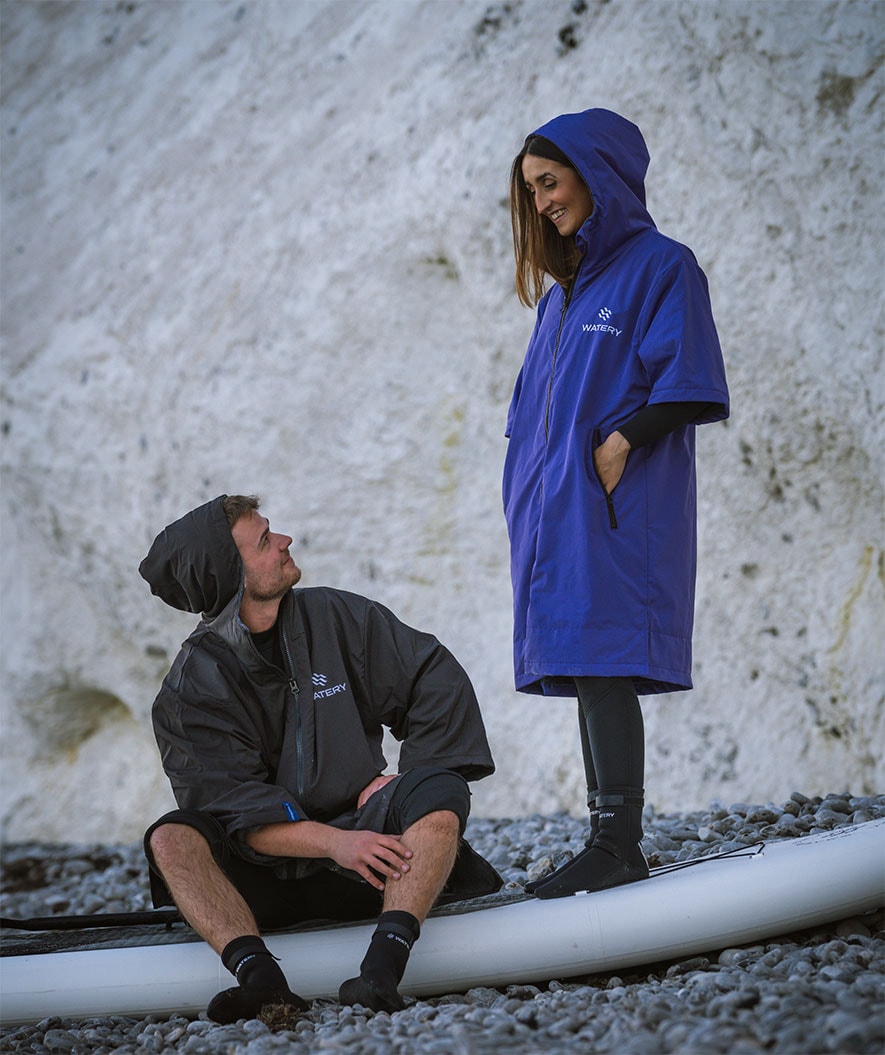 Watery surf poncho - Waterproof - Zwart